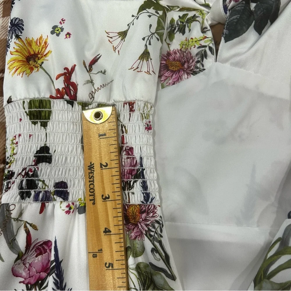 Bailey 44 Puff Pastry Smocked Satiny Floral midi Dress SIZE 4 coquette feminine - Picture 16 of 16